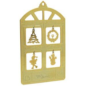 Vintage 1994 Gloria Duchin Christmas Ornament Wintery Window Wonderland Brass